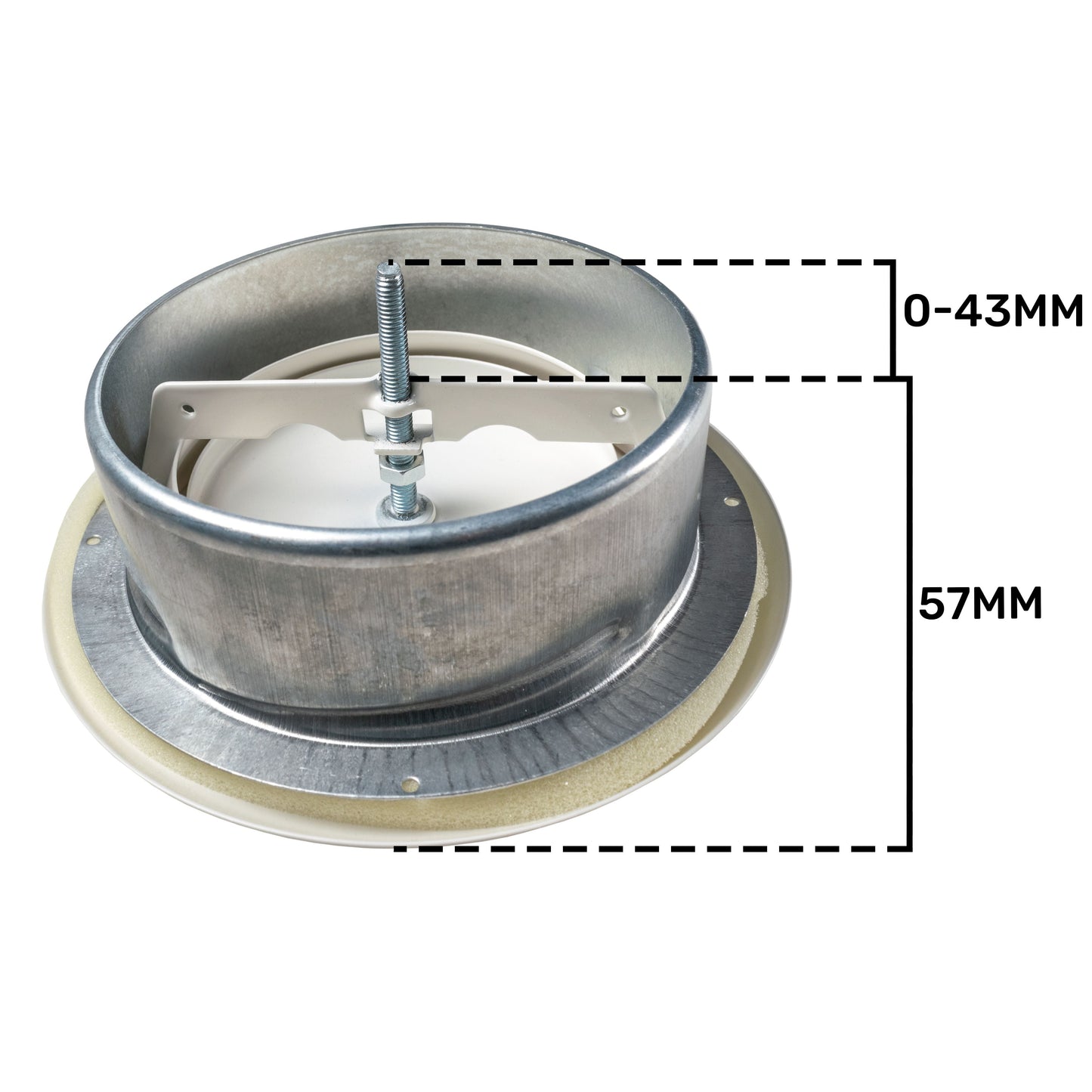 White Metal Anemostat Intake Ceiling Valve, 125mm