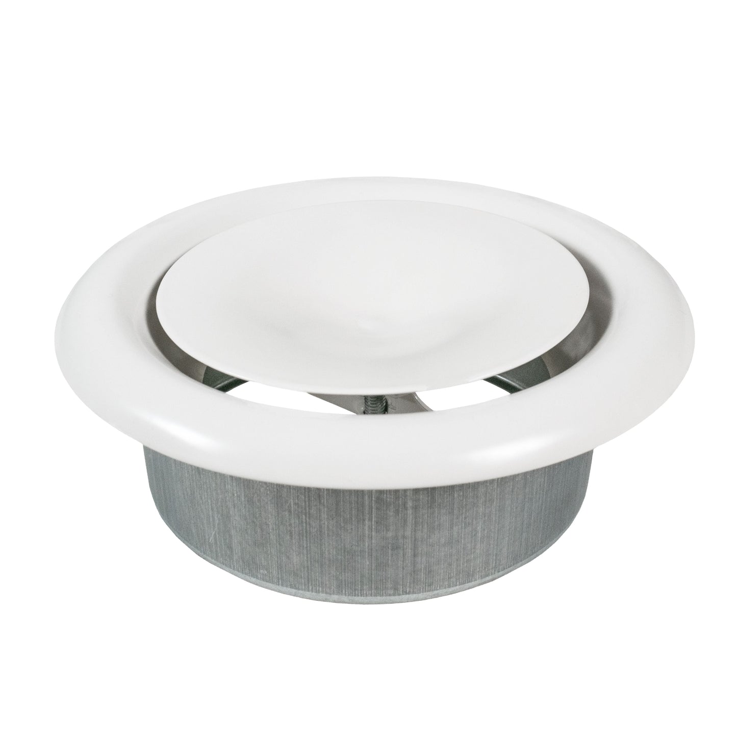 White Metal Anemostat Intake Ceiling Valve, 125mm