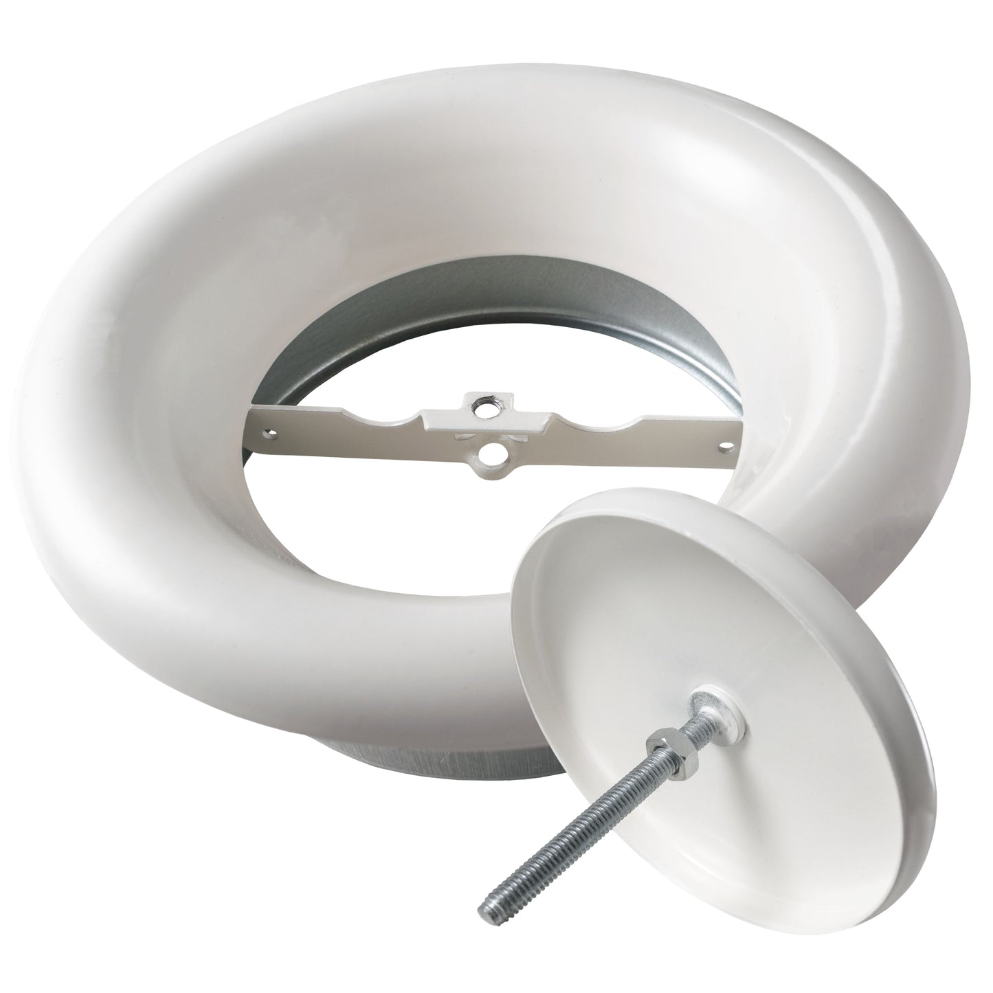 White Metal Anemostat Exhaust Ceiling Valve, 125mm