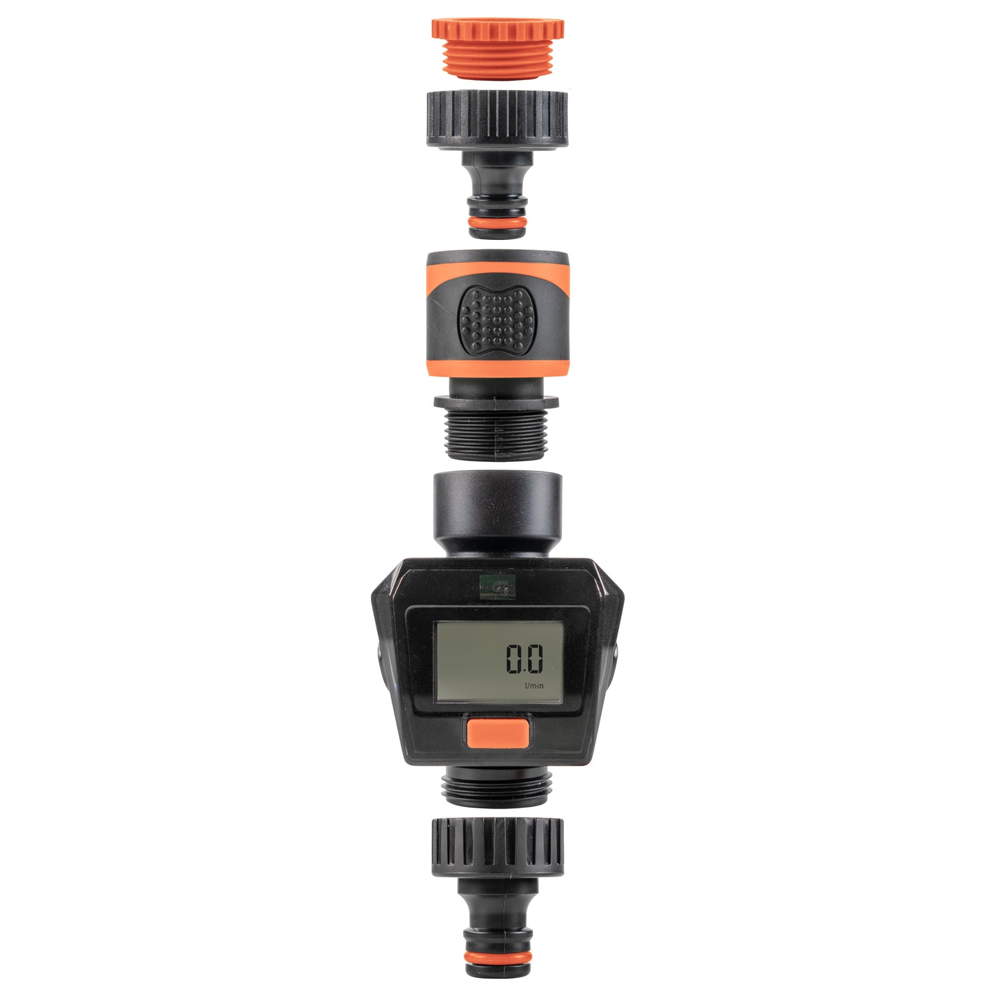 Water Flow Meter, Orange & Black