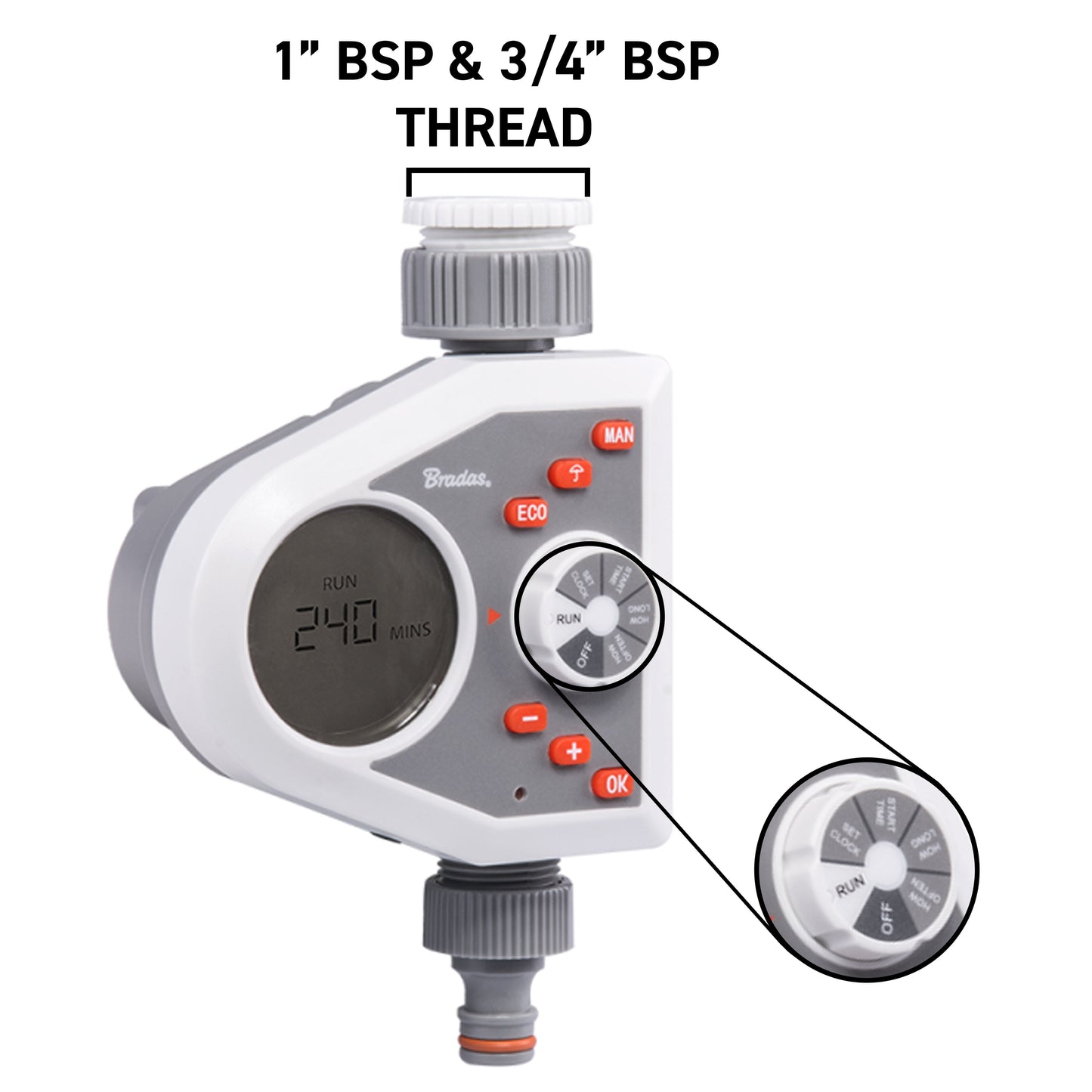 Single Outlet Electronic Control Water Timer, White Line