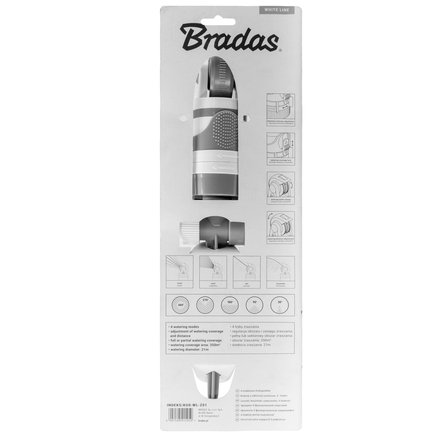 4-Pattern Gear Drive Sprinkler, White line