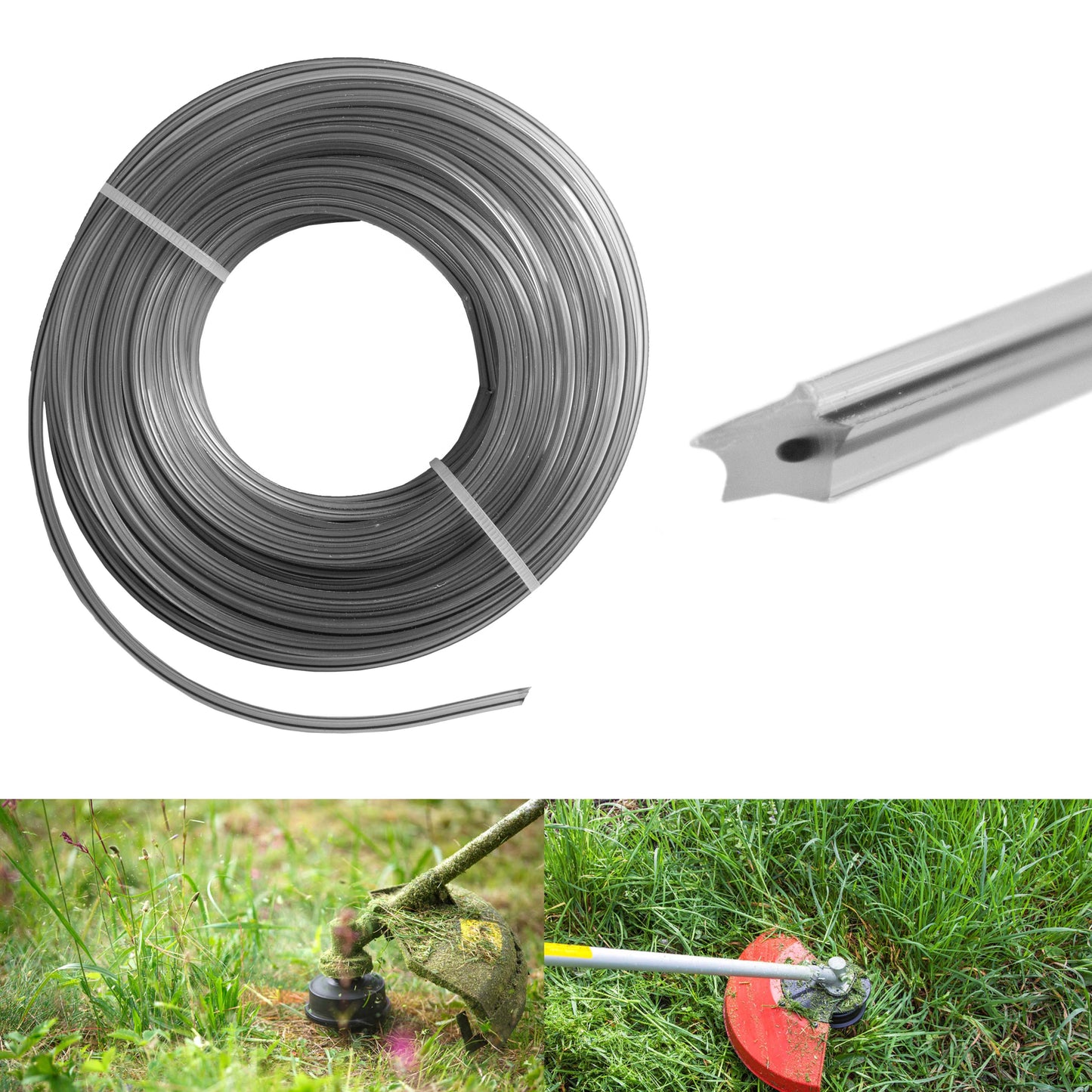 15m Dual Core Twisted Black Star Trimmer Line, 1.6mm