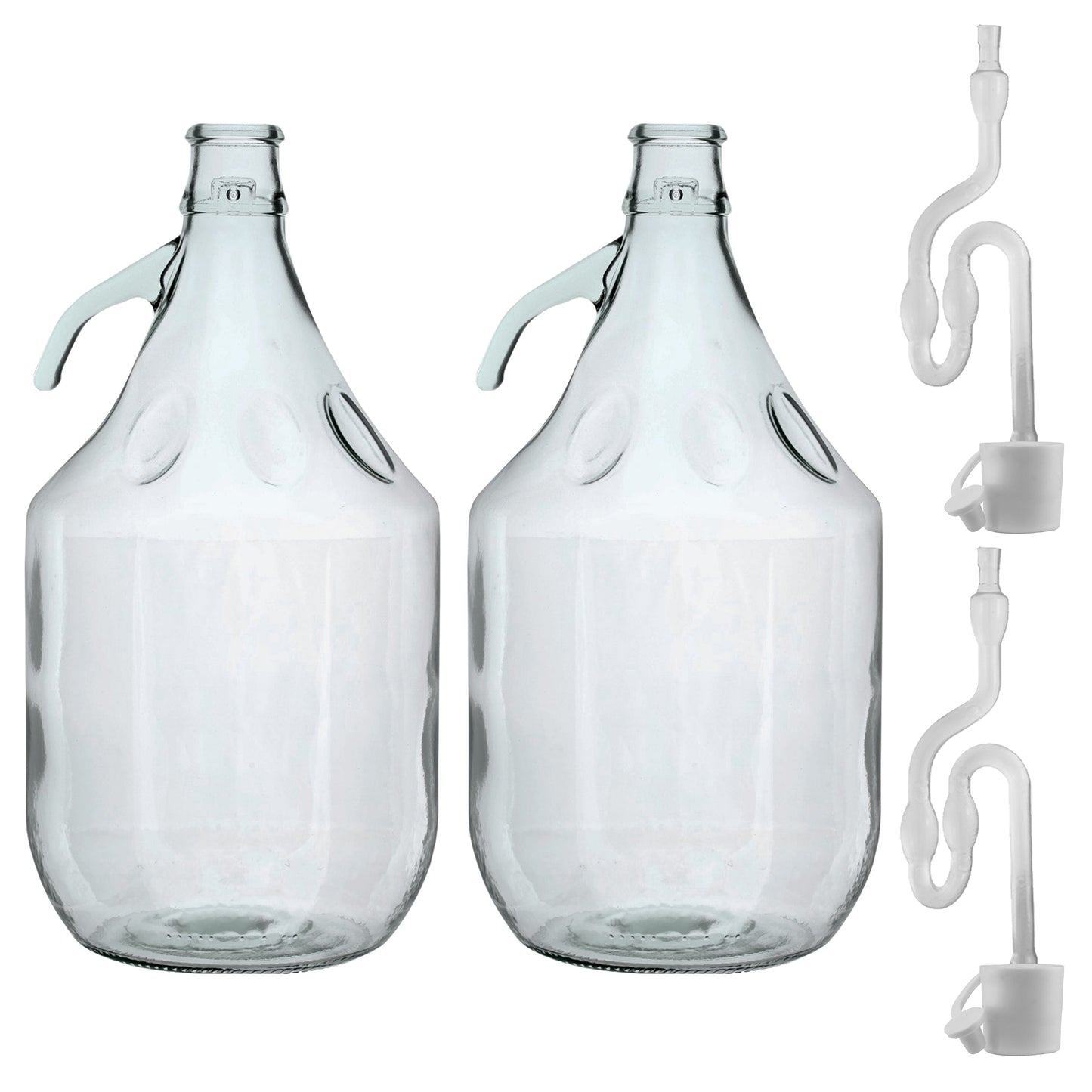 5L Clear Glass Demijohn Bottles with Airlocks & Bungs, Box of 2