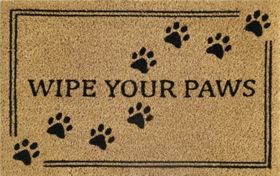 Coir Doormat, 60cm x 40cm - 'Wipe Your Paws'