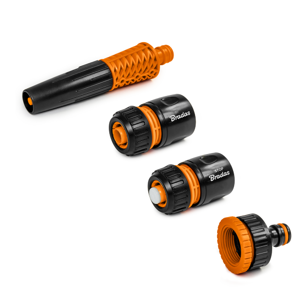 Hose Connectors Set with Nozzle, Black