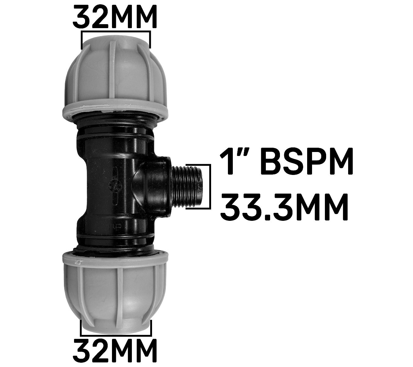 MDPE Tee Splitter, 32mm - 1" BSPM