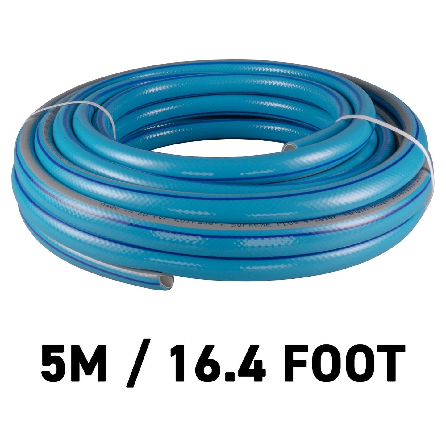 5m Blue Supreme+ 1/2″ Reinforced Garden Hose, 4-Layer