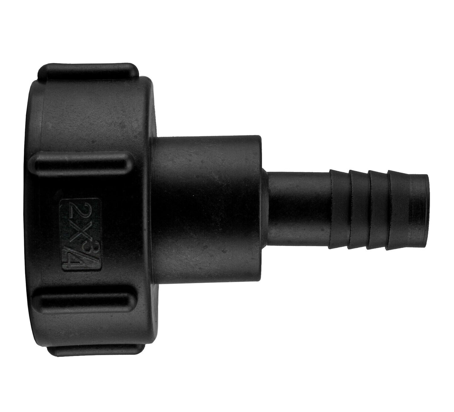 IBC S60X6 Tank Adapter, 60mm Coarse Thread to 3/4" (19mm) Barbed Hosetail