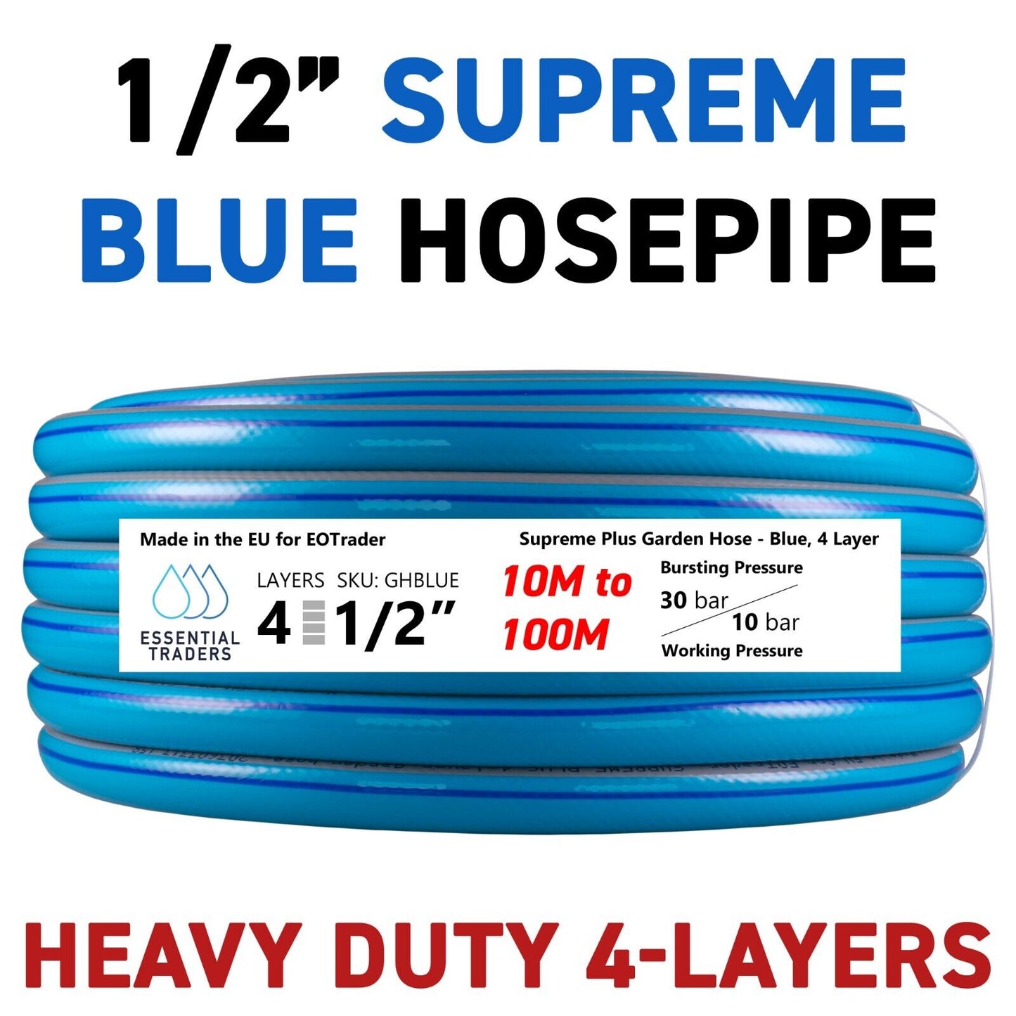 1/2" Supreme Plus Blue Garden Hose-cart Connection Set
