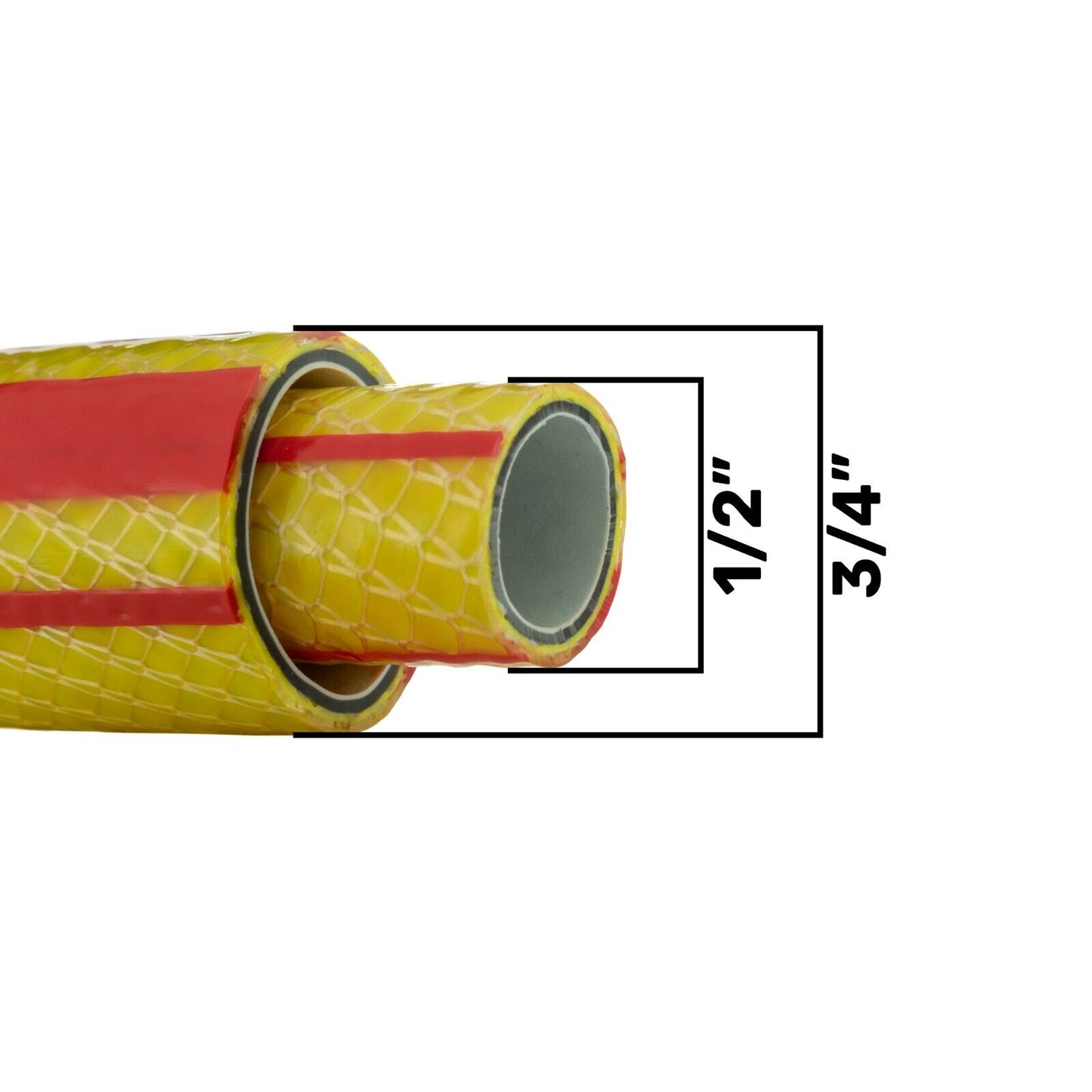 3/4" Yellow Premium Garden Hose Pipe, 6-Layers