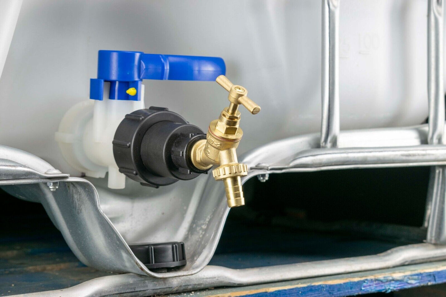 IBC S60X6 Extended Tank Adapter with Brass Bibtap Barbed Hosetail