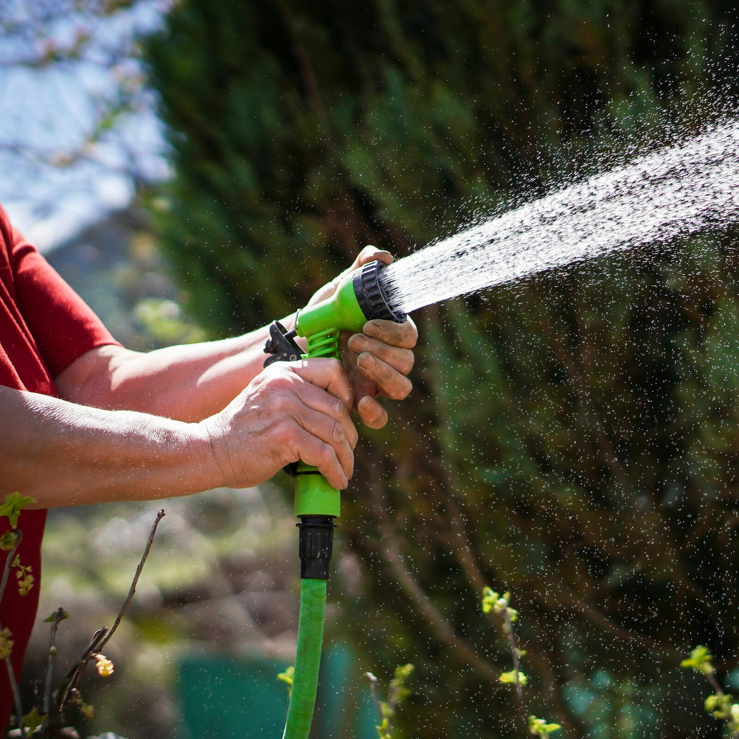 Green Expandable Pressure Water Hose Set with Sprayer
