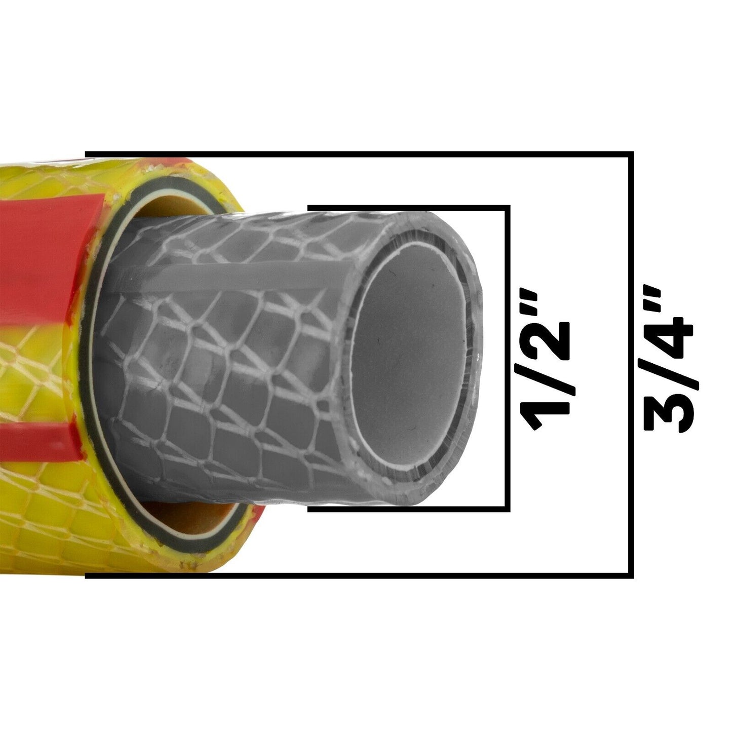 3/4" Yellow Premium Garden Hose Pipe, 6-Layers