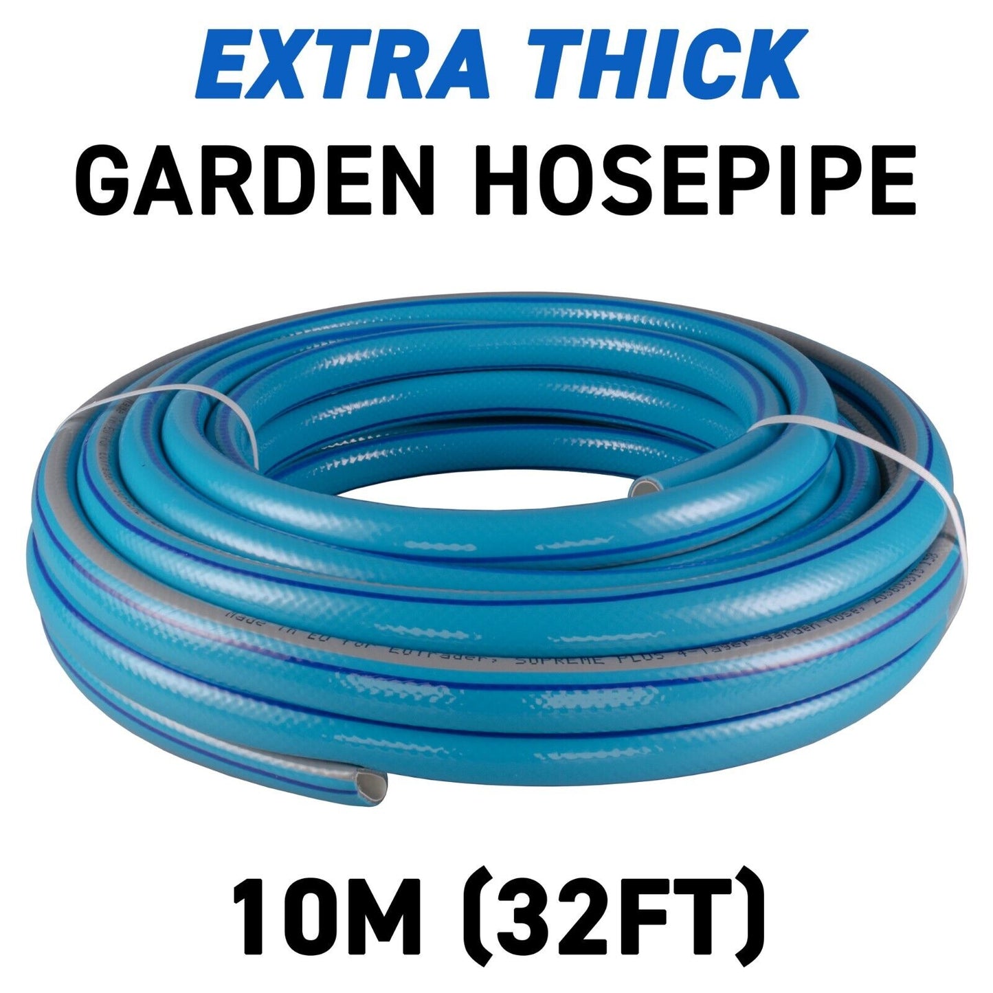 10m Blue Supreme+ 1/2″ Reinforced Garden Hose, 4-Layer