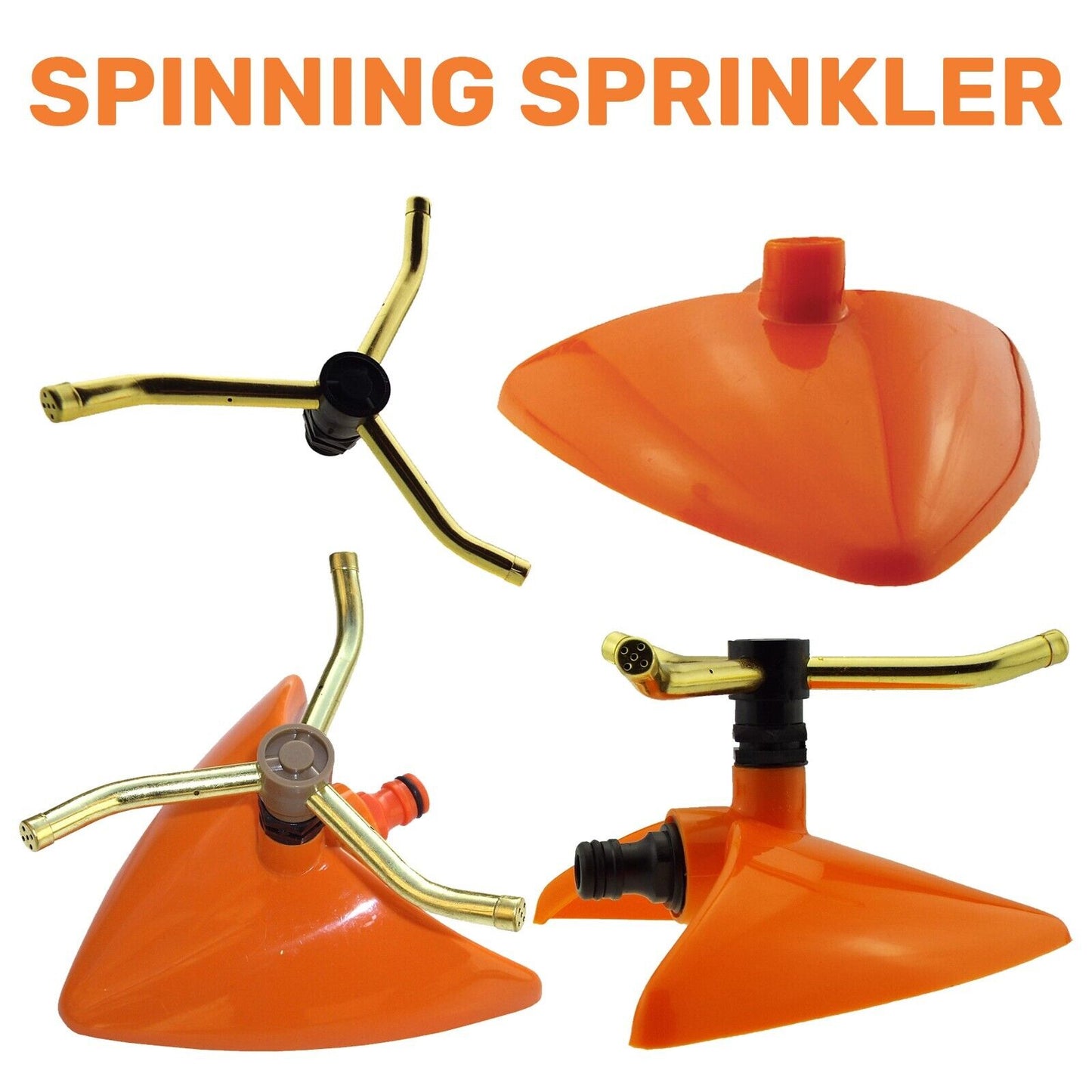 Orange Rotating Leaf Sprinkler for Watering Garden Lawns & Plants, 2x Pack