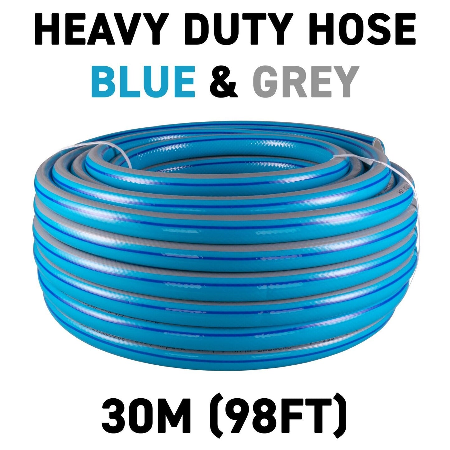 30m Blue Supreme+ 1/2″ Reinforced Garden Hose, 4-Layer