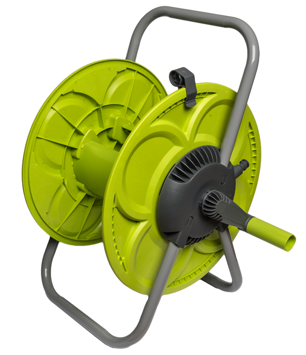 Large Capacity (50m) Floor Standing Lime Hose Reel Cart, Lime
