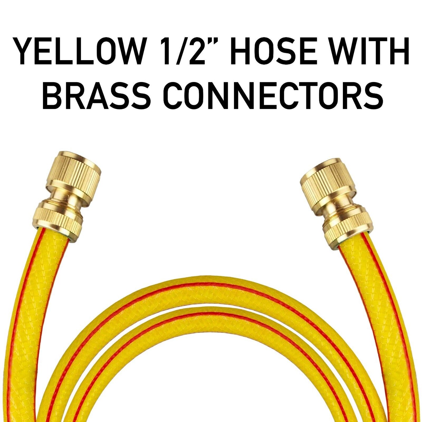 Yellow 1/2" Premium Garden Hosepipe with Brass Connectors