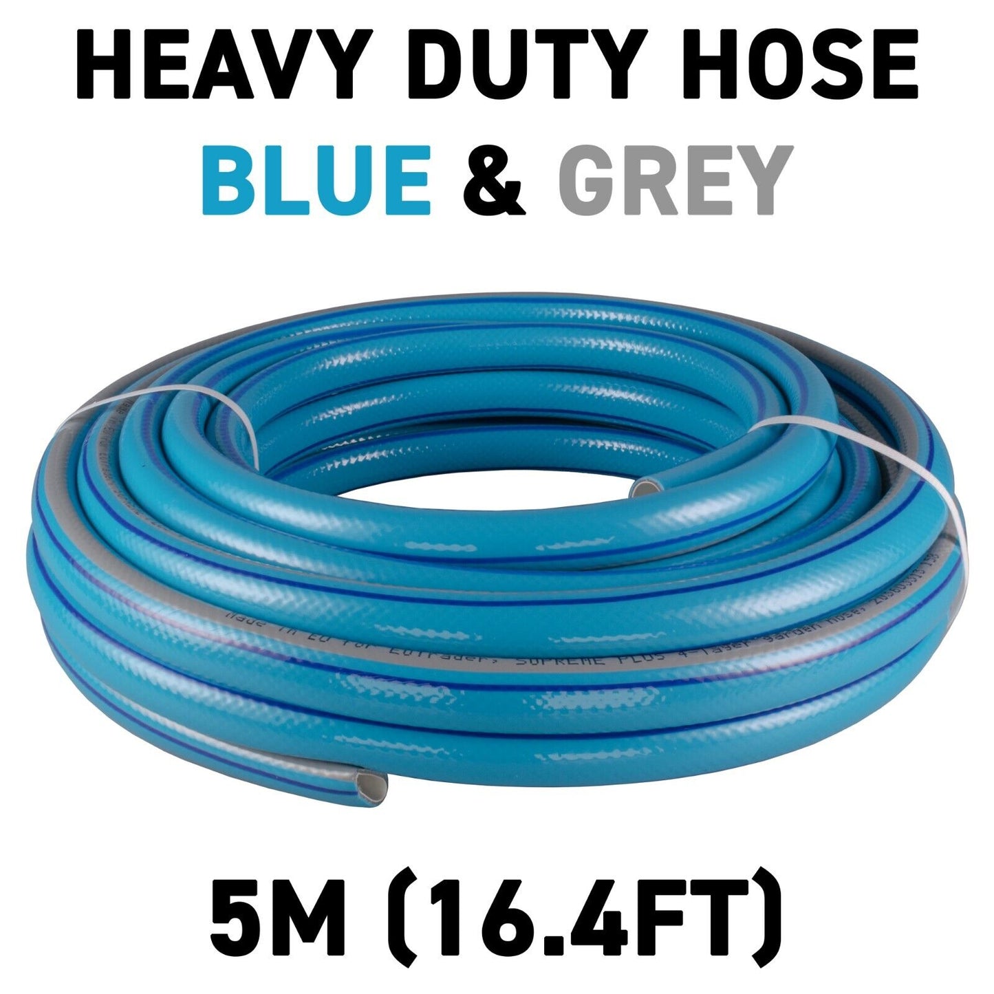 5m Blue Supreme+ 1/2″ Reinforced Garden Hose, 4-Layer
