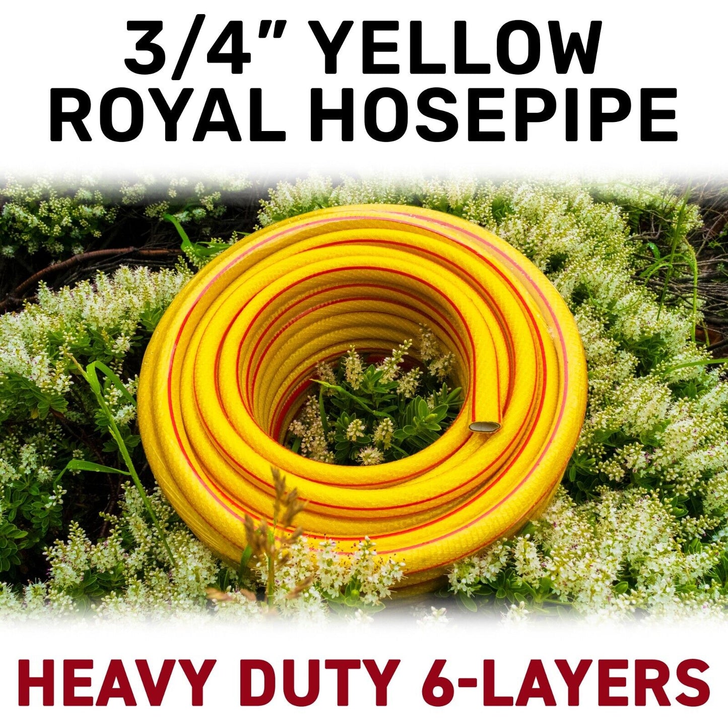3/4" Yellow Premium Garden Hose Pipe, 6-Layers