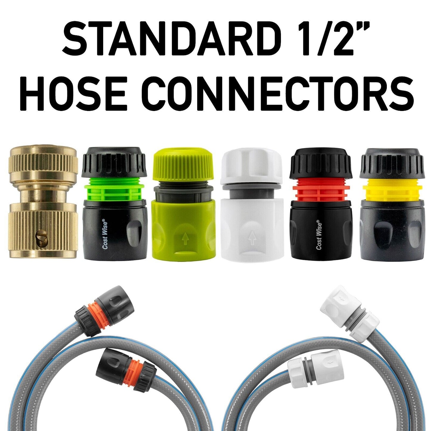 1/2" Garden Hosepipe Quick Release Connectors (2x Pack)