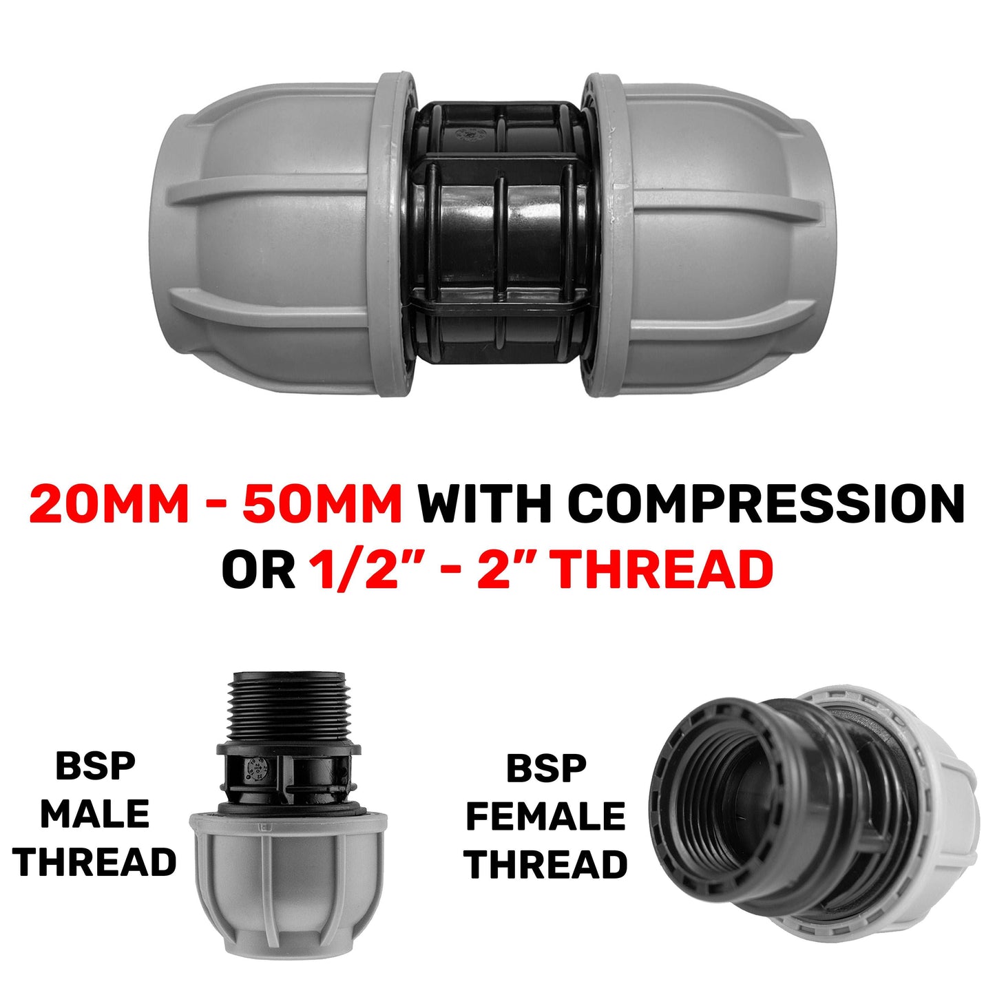 MDPE Pipe Straight Connector & Joiner