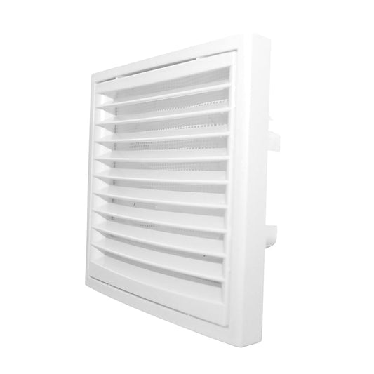 White External Louvre Vent with Fly Screen, 100mm x 125mm