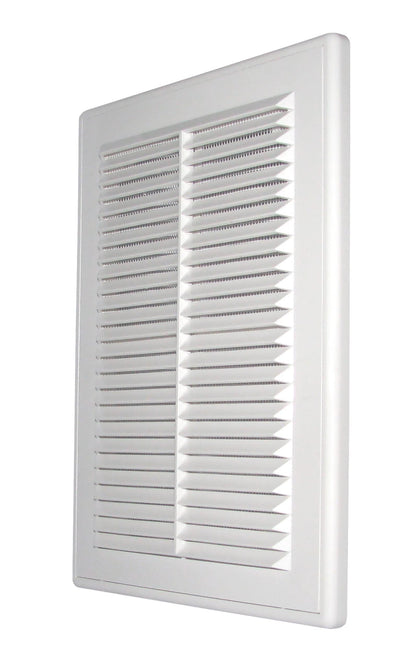 White Louvre Vent with Fly Screen, 180mm x 250mm