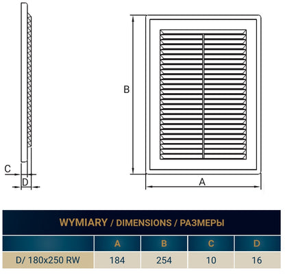 White Louvre Vent with Fly Screen, 180mm x 250mm