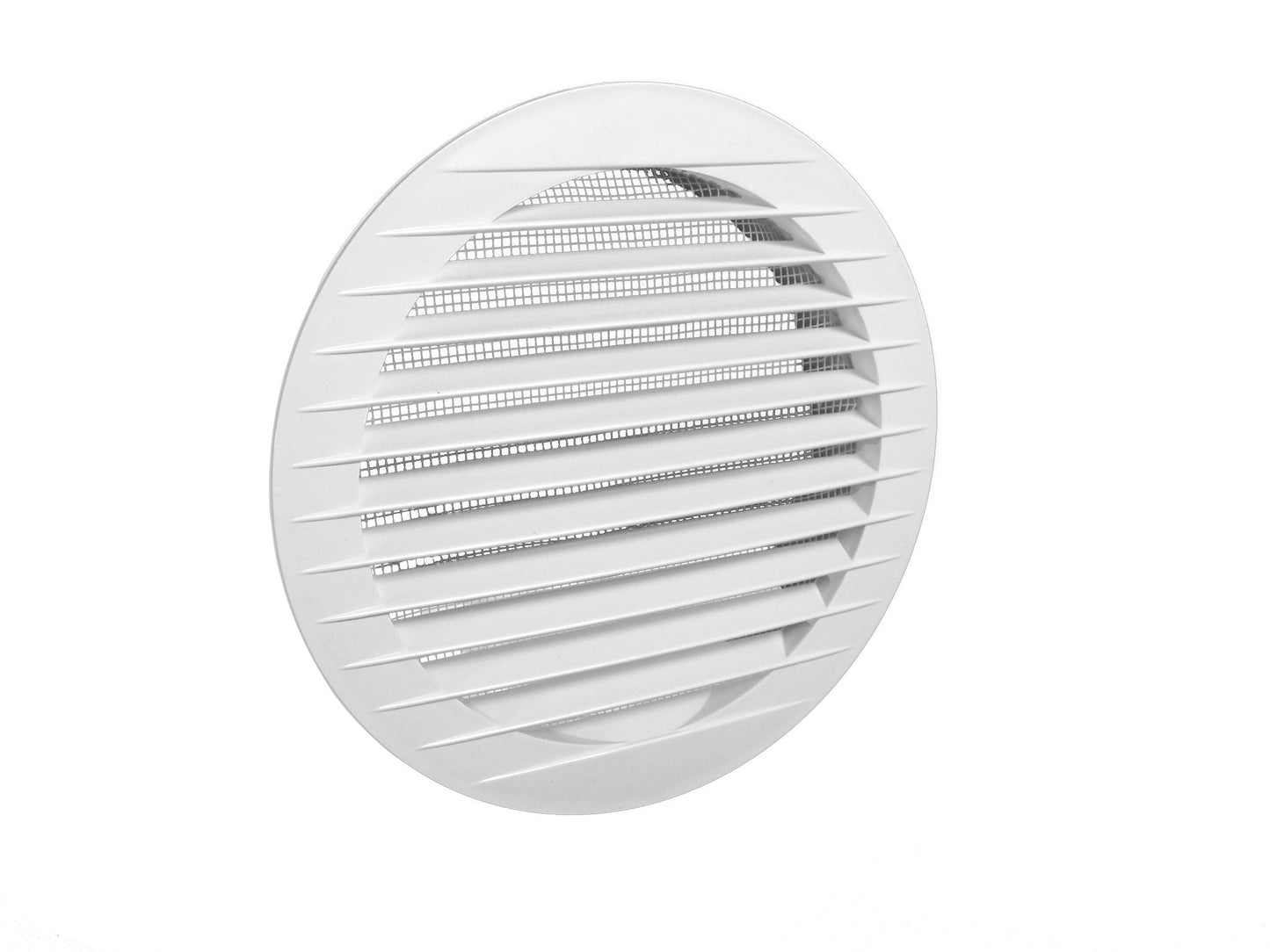 White Round Louvre Vent with Fly Mesh, 150mm