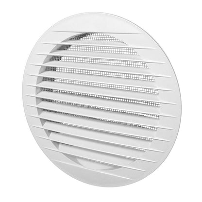 White Round Louvre Vent with Fly Mesh, 150mm