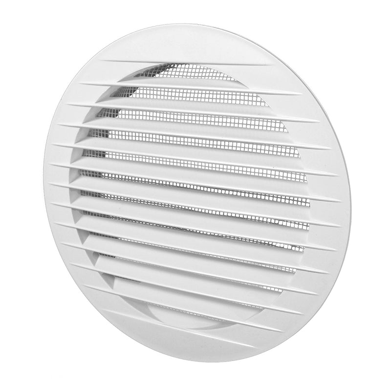 White Round Louvre Vent with Fly Mesh, 125mm