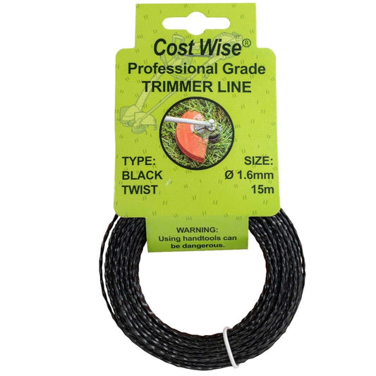 15m Twisted Black Trimmer Line, 1.6mm