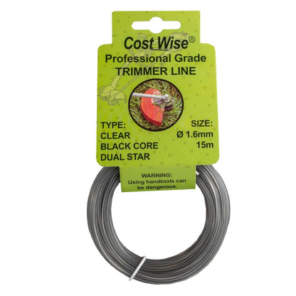 15m Dual Core Twisted Black Star Trimmer Line, 1.6mm
