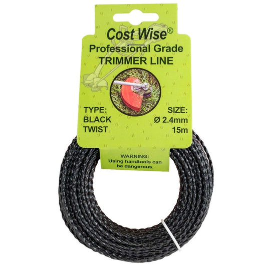15m Twisted Black Trimmer Line, 2.4mm