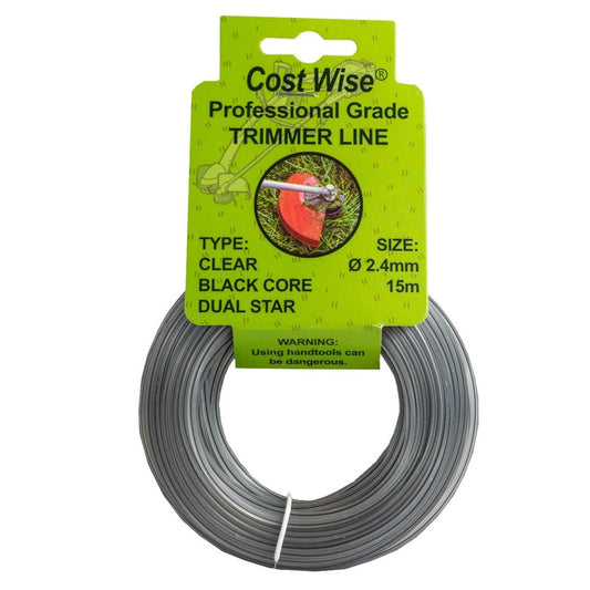 15m Dual Core Twisted Black Star Trimmer Line, 2.4mm