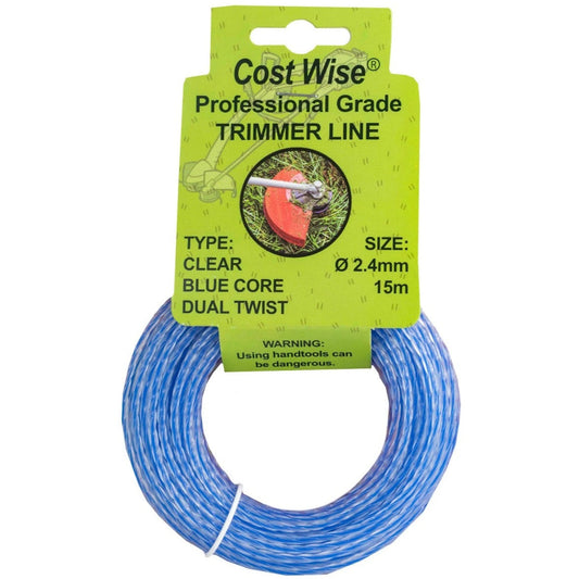 15m Dual Core Twisted Blue Trimmer Line, 2.4mm