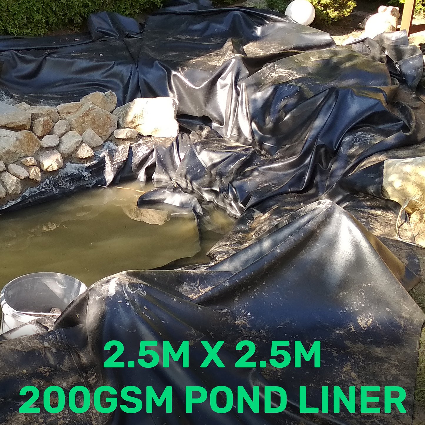 2.5m x 2.5m Black 200gsm Pond Liner