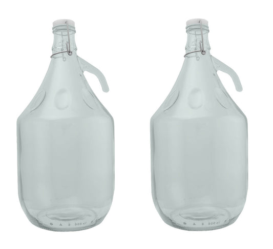 5L Clear Glass Demijohn Bottle with Swing-top Cap, Box of 2