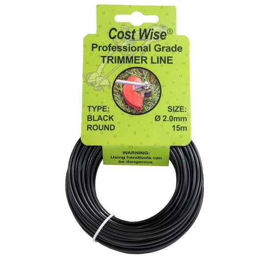 15m Black Rounded Trimmer Line, 2mm