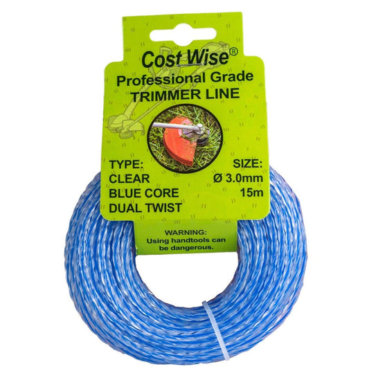 15m Dual Core Twisted Blue Trimmer Line, 3mm