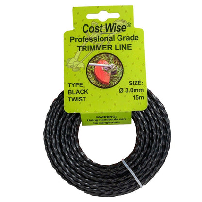 15m Twisted Black Trimmer Line, 3mm