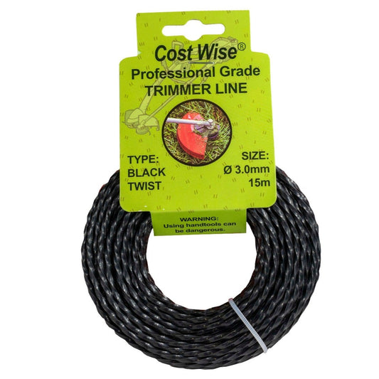 15m Twisted Black Trimmer Line, 3mm