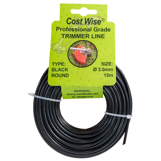15m Black Rounded Trimmer Line, 3mm