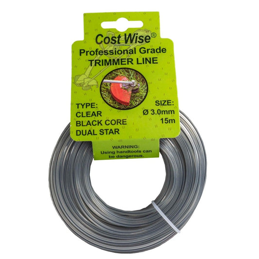 15m Dual Core Twisted Black Star Trimmer Line, 3mm