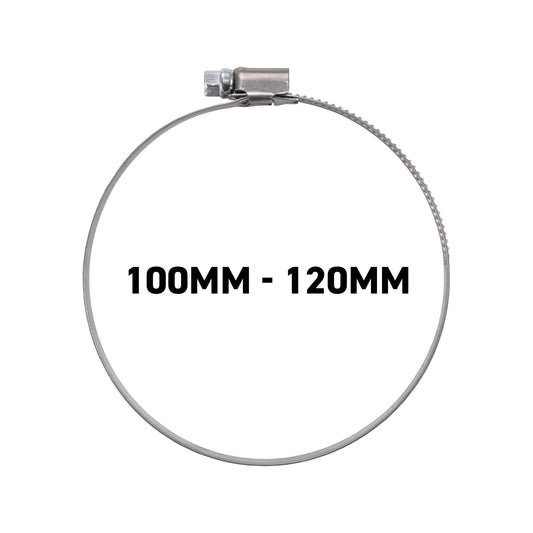 W2 Stainless Steel Hose Clips, 100mm - 120mm
