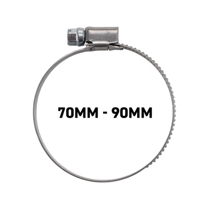 W2 Stainless Steel Hose Clips, 70mm - 90mm