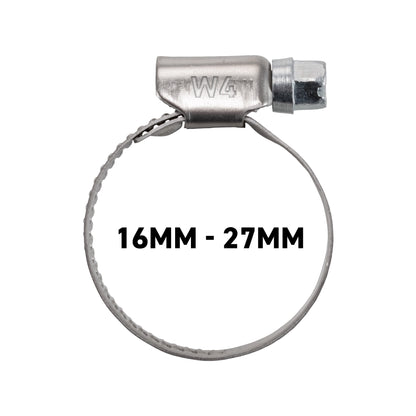 W4 Stainless Steel Hose Clips, 16mm - 27mm