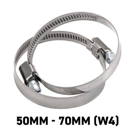 W4 Stainless Steel Hose Clips, 50mm - 70mm